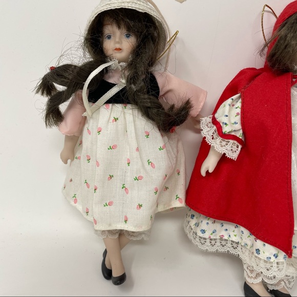 VINTAGE Set of Four Porcelain Ornament 8" Dolls - Picture 9 of 11